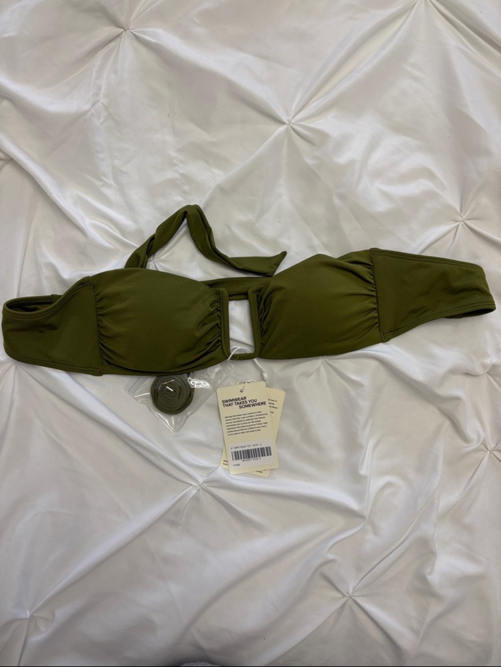 NWT Monday Swimwear Bikini Top in Olive - Picture 3 of 5